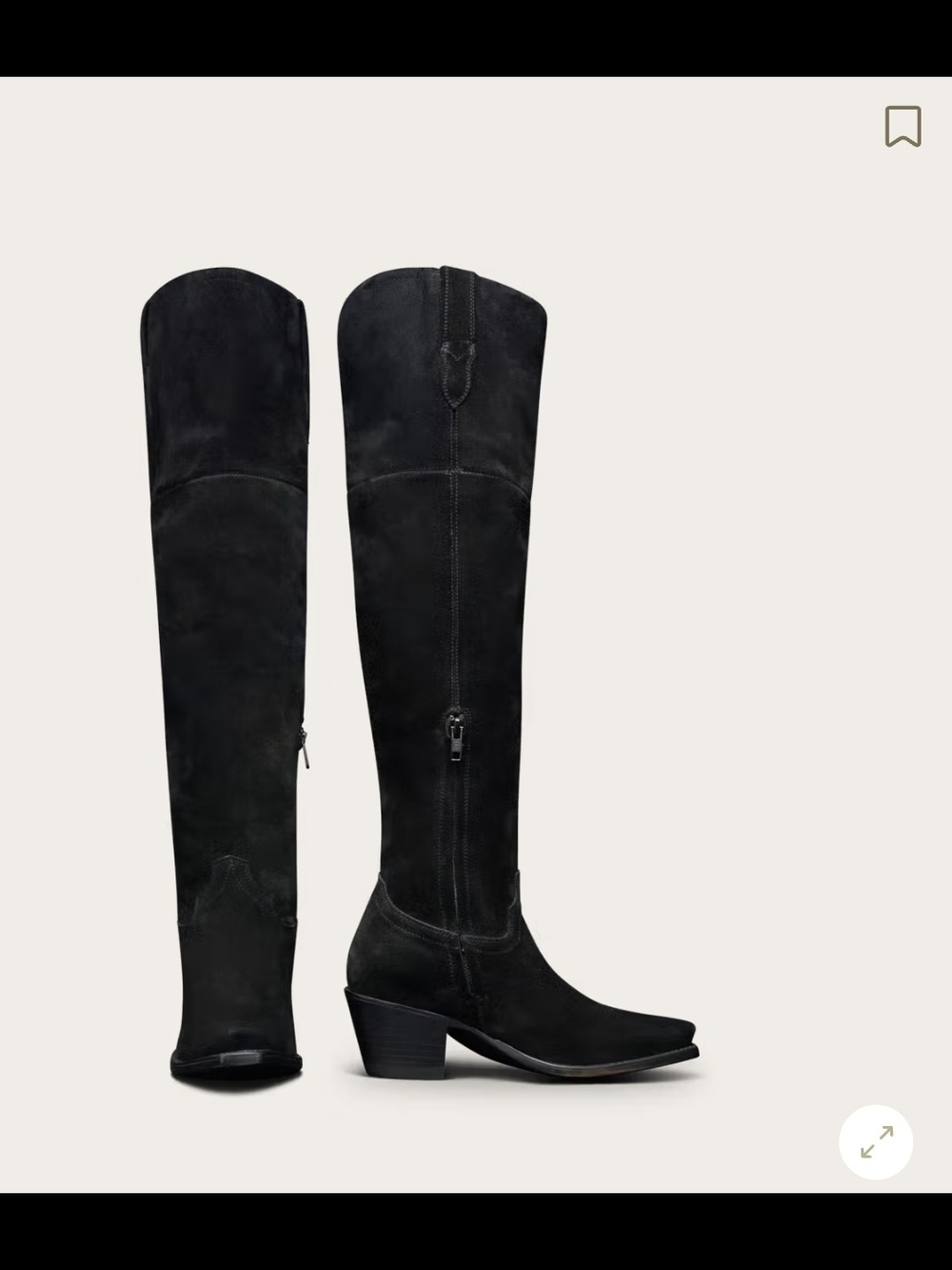 Tecovas Black Over-the-Knee Suede Boots with Side Zip